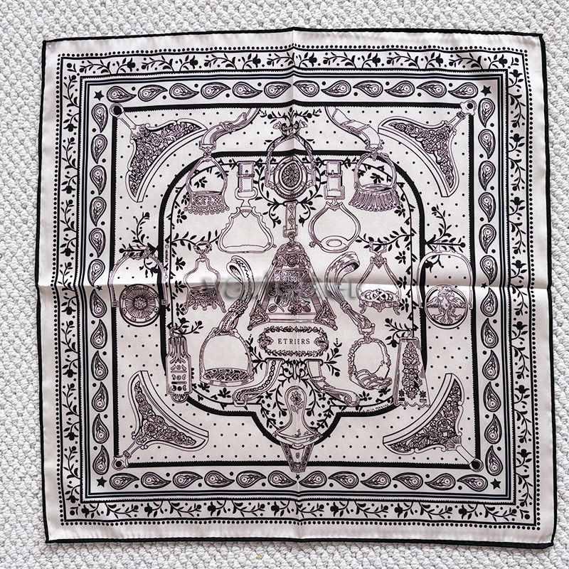 Foulard en soie à deux faces 53CM pour femmes, Bandanas carrés, ourlets roulés, châles, printemps et été, foulards pour cheveux, accessoires, cad