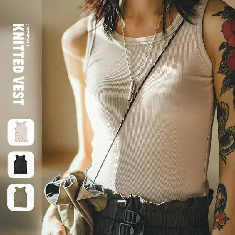 Maden Summer Sleeveless Knitted Tank Tops for Women Solid Color Casual Sports Vest Slim Fit Female Outer Wear Tops 260515BJ