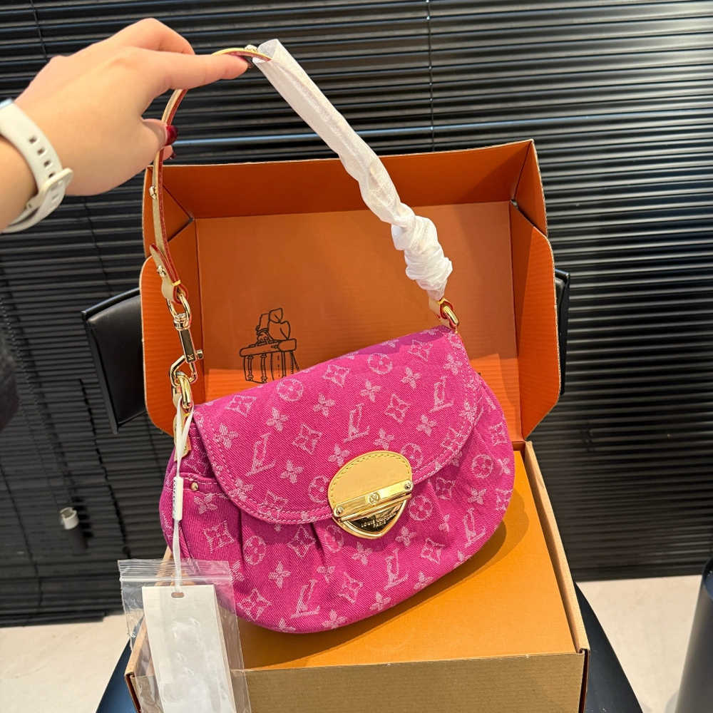 Shoulder Bags 10A High Quality Designer Denim pink shoulder bags luxury women denim leather edging clutch bags commuting casual denim material cross