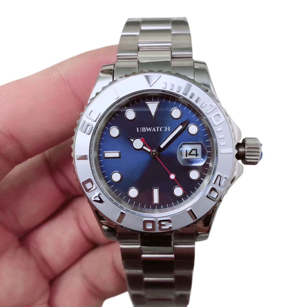 Jason007 ST9 Yachtie Sunburst Blue Stainless Steel Automatic Mechanical Watch Men Quality 40MM Platinum Dial Floding Clasp Sapphire Glass Mens Wr-image-570932588