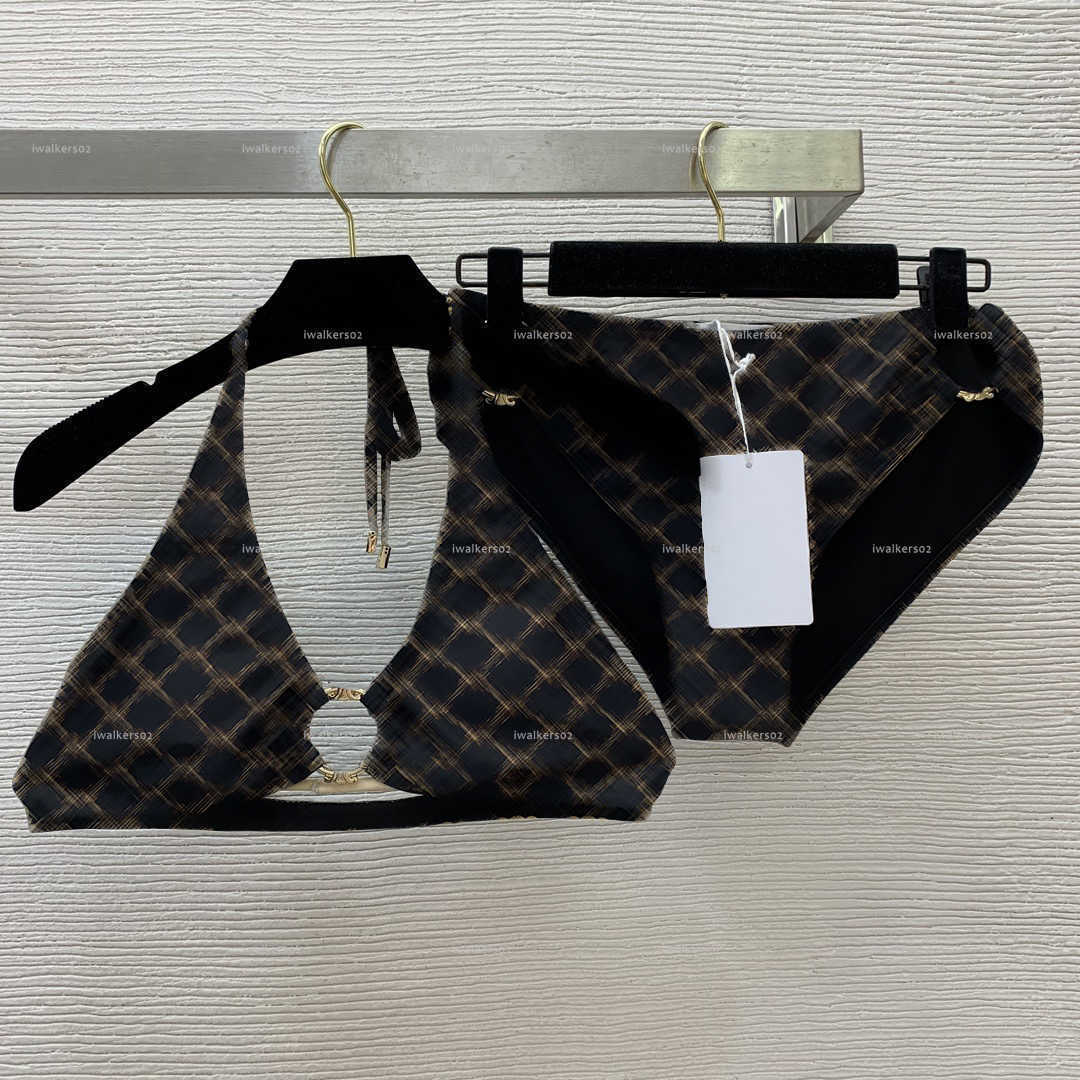 Classics split-body set women swimsuit summer lady bikini women designer clothes hanging neck triangle cup underwear+sexy triangle underwear A617-image-1106330802