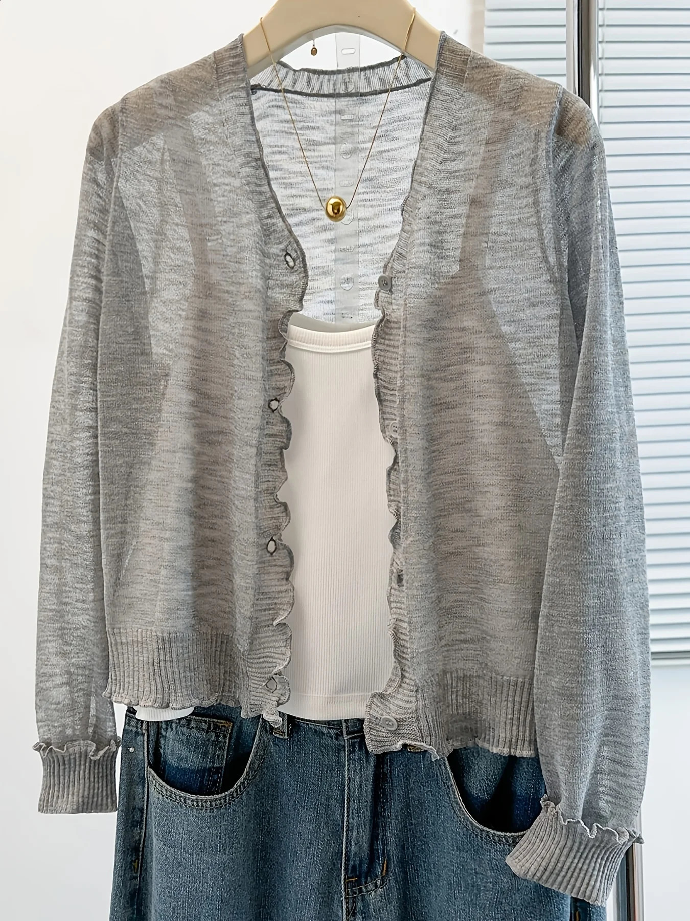 Women Thin Long Sleeve Knitted Cardigan Spring Summer Short Style Sun Protection Air-Conditioning Shirt Casual Fashion Shawl Cov 260516BJ