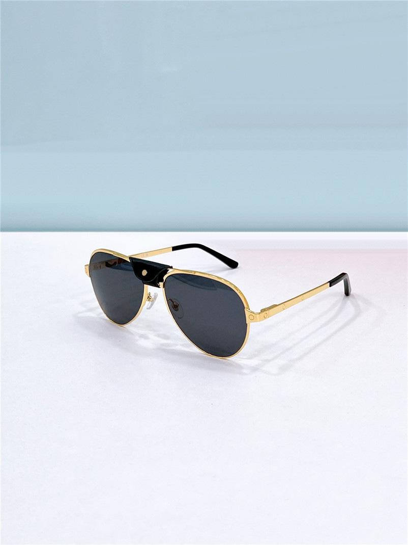 New fashion design sunglasses 0034S exquisite pilot metal frame with leather nose bridge patch simple and popular style outdoor UV400 protection