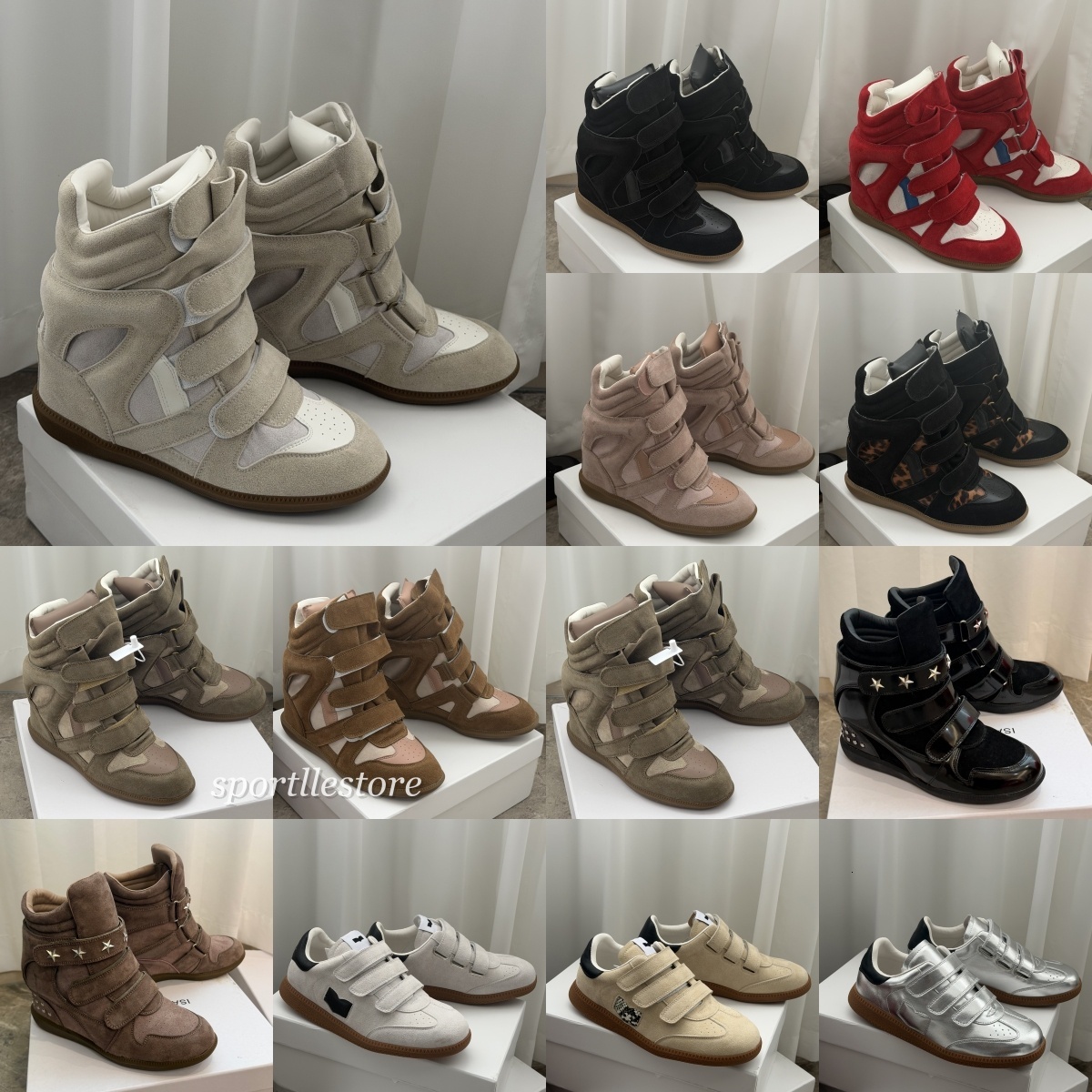 High Quality bekett Designer Hot Sale-Black Genuine Leather Leather-trimmed Suede Wedge Sneakers Fashion Show Paris New Shoes Boots Unisex Style Siz