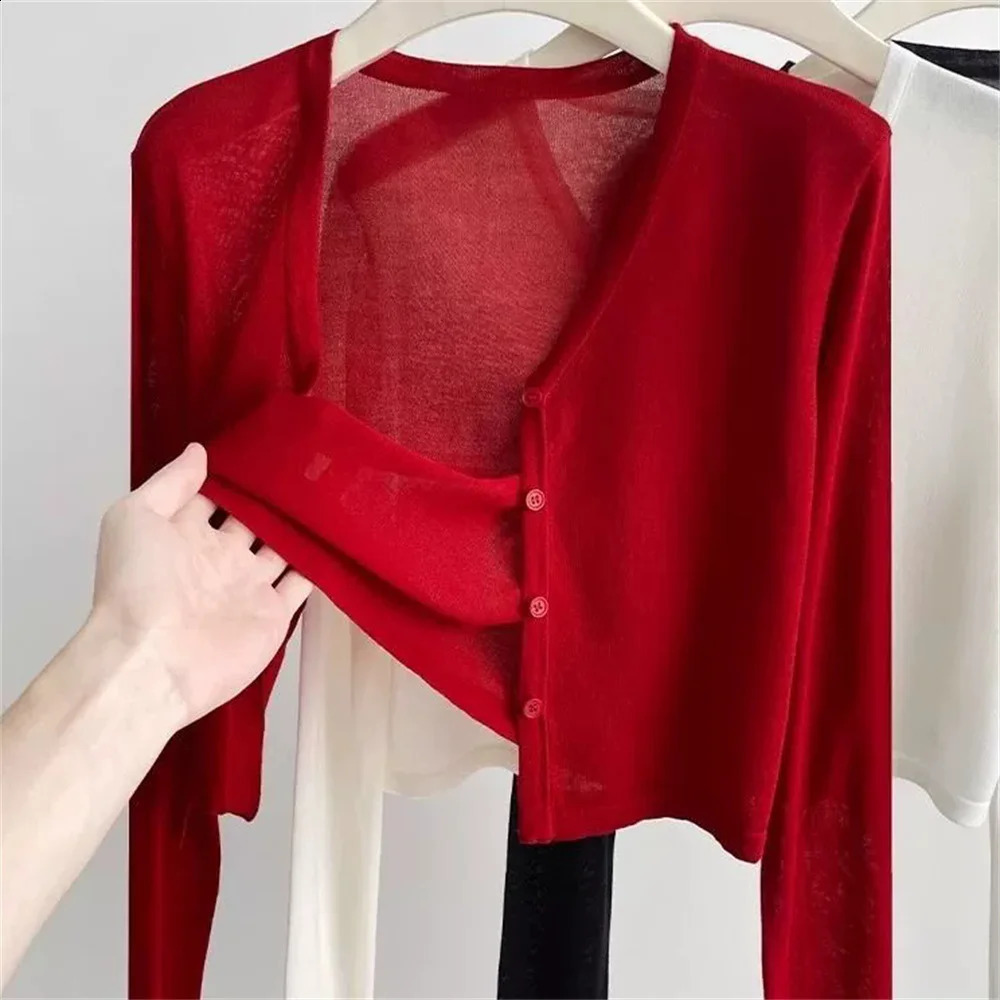 2026 Korean Womens Clothing Ice Silk Protection Summer Outerwear Womens Fashion Air Conditioner Cover Up V-Neck Short Coat 260516BJ