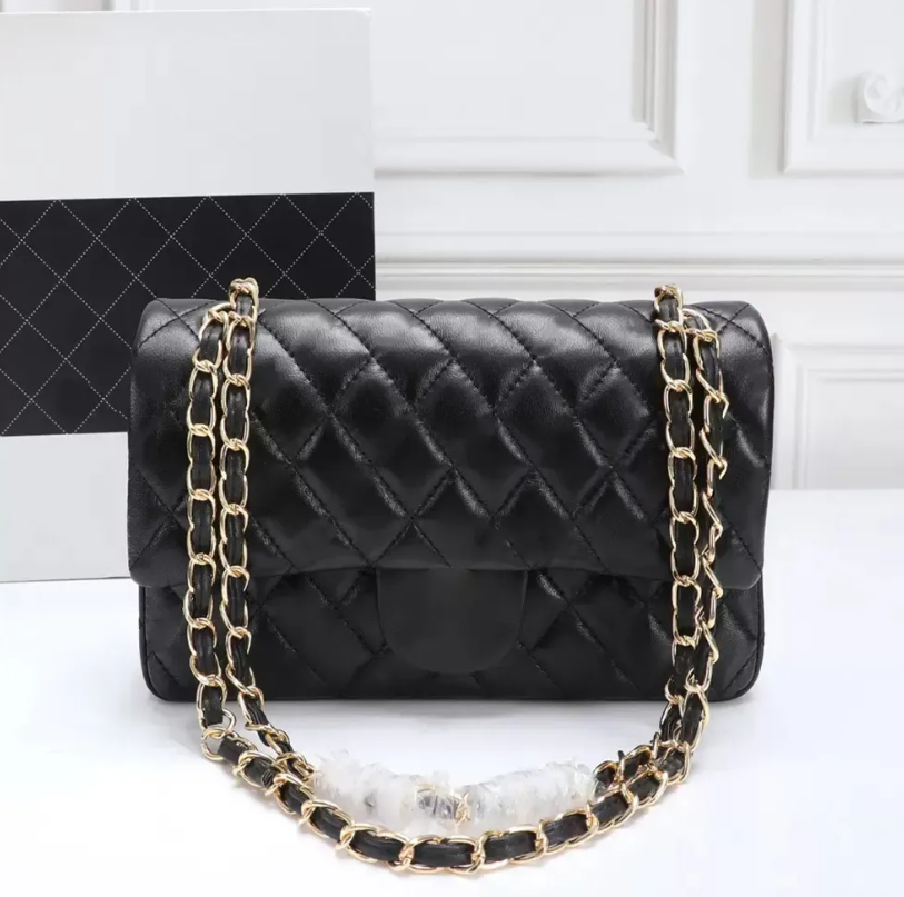 NEW Tier Womens Mini Square Bag Real Leather Medium Caviar Lambskin Quilted Purse Small Double Flap Black Shouler Box Bag Luxury Designer Maxi Chain