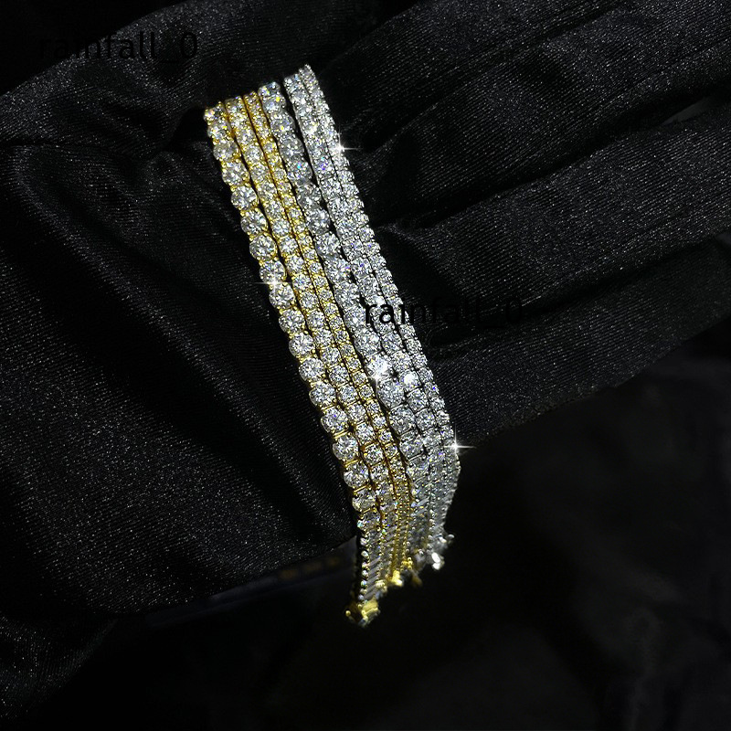 Factory Wholesale 2mm 3mm 4 mm Iced Jewelry 925 Sterling Silver Vvs Graded Moissanite Diamond Tennis Chain Bracelet Gift