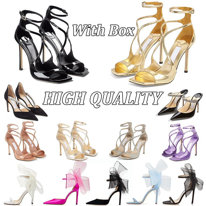 With box designer sandals women elegant thin heel footwear female banquet commuter pointed toe stiletto fashion evening party jmmies shoo formal dre