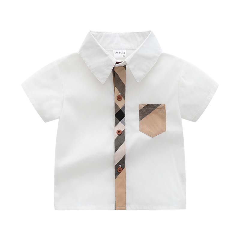 Kids Shirts 2026 Spring Summer New Luxury Designer Lapel Short Sleeved Leisure Shirt Western Baby Boy Girl Cotton Shirts Tops Children's Clo
