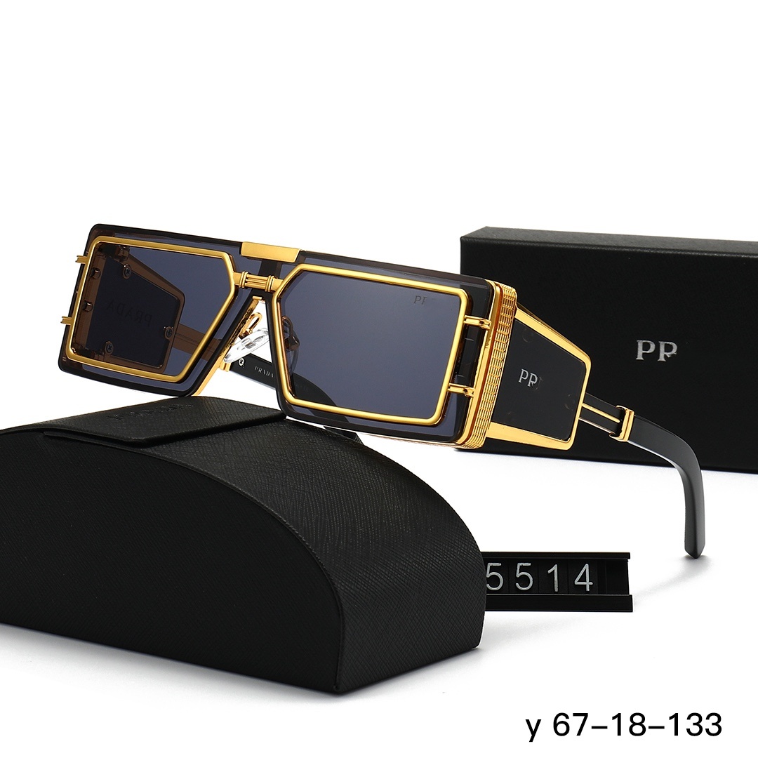 Luxury Geometric Square Sunglasses Men Women, Oversized Hollow Metal Frame with Logo Detail, Retro Y2K Designer Style UV400 Shades, Premium Fashion