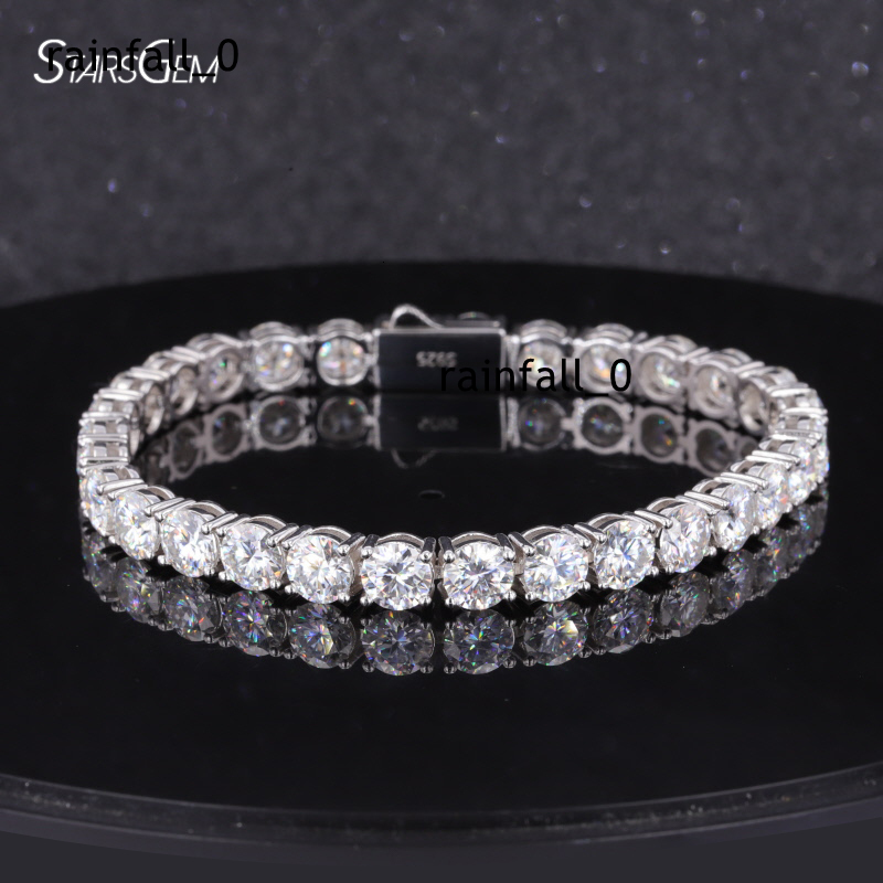 Starsgem Hot Sale Fashion 925 Silver Bracelet Round Shape DEF VVS Moissanite Tennis Chain