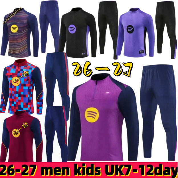 Barcelone Tracksuit 26 27 Long sleeved half pulled training suit LAMINE YAMAL PEDRI LEWANDOWSKI FERRAN 24 25 2026 Barcalona Tracksuit Mens Kids kit