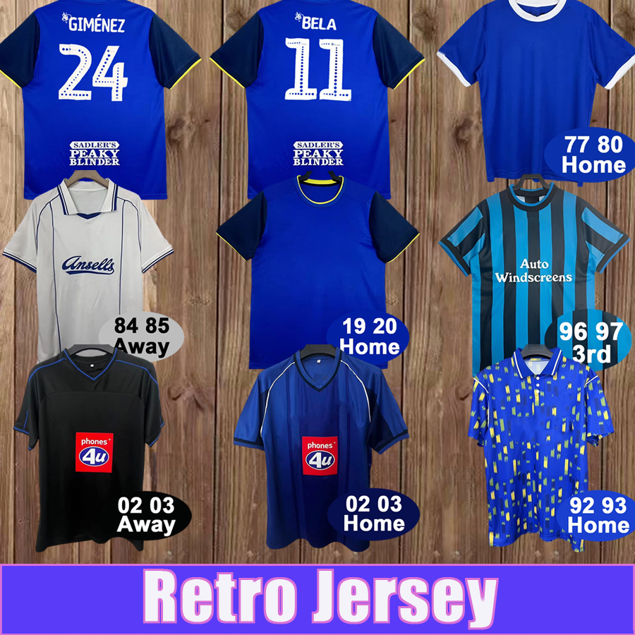 1996 1997 HUGHES BRUCE Mens Retro Soccer Jerseys 19 20 BELA GIMENEZ Home 3rd Blue Black Goalkeeper Vintage Football Shirts Long Sleeve Adult Uniform
