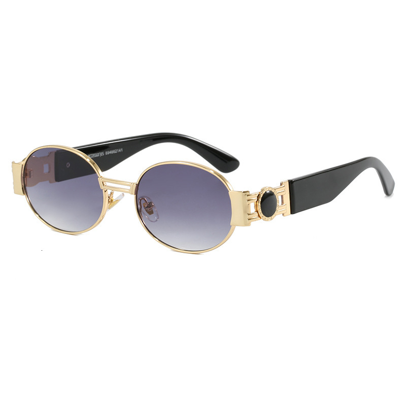 Elite High Street outdoor Retro Oval Sunglasses UV400 Protection, Luxury Gold Metal Frame, 90s Vintage Shades for Men Women Luxury Metal Frame Sungl
