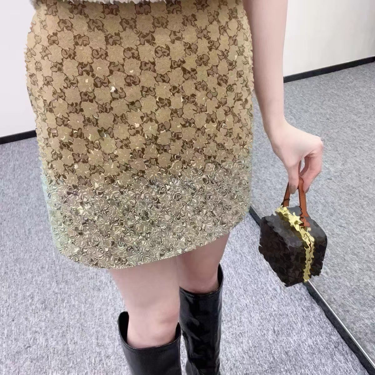 High quality short skirt, classic style, minimalist designer basic short skirt, women's jacquard mini skirt, casual hot stamping skirt, summer