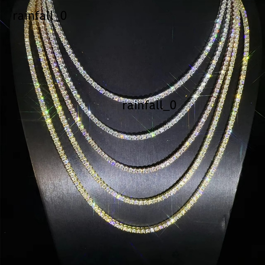 Luxury Men Women Hip Hop Iced Out Fine Jewelry 5MM Moissanite Diamond S925 Sterling Silver Moissanite Men Tennis Chain Necklace