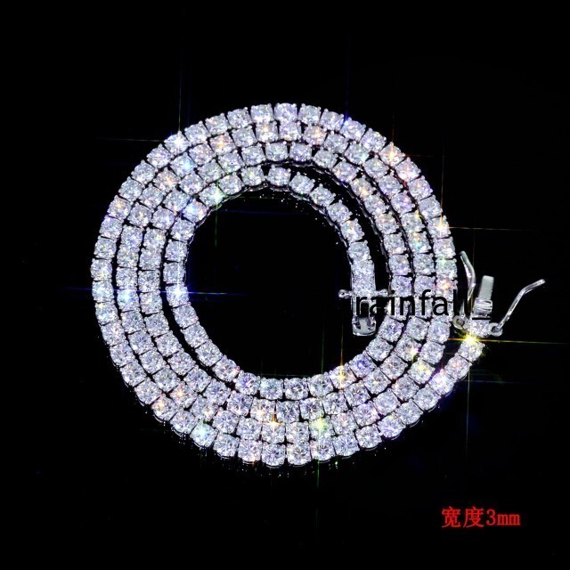 Luxury VVS Moissanite Tennis Chain Necklace 925 Silver 18K Gold Plated Iced Out Geometric Hip Hop Support Custom Design