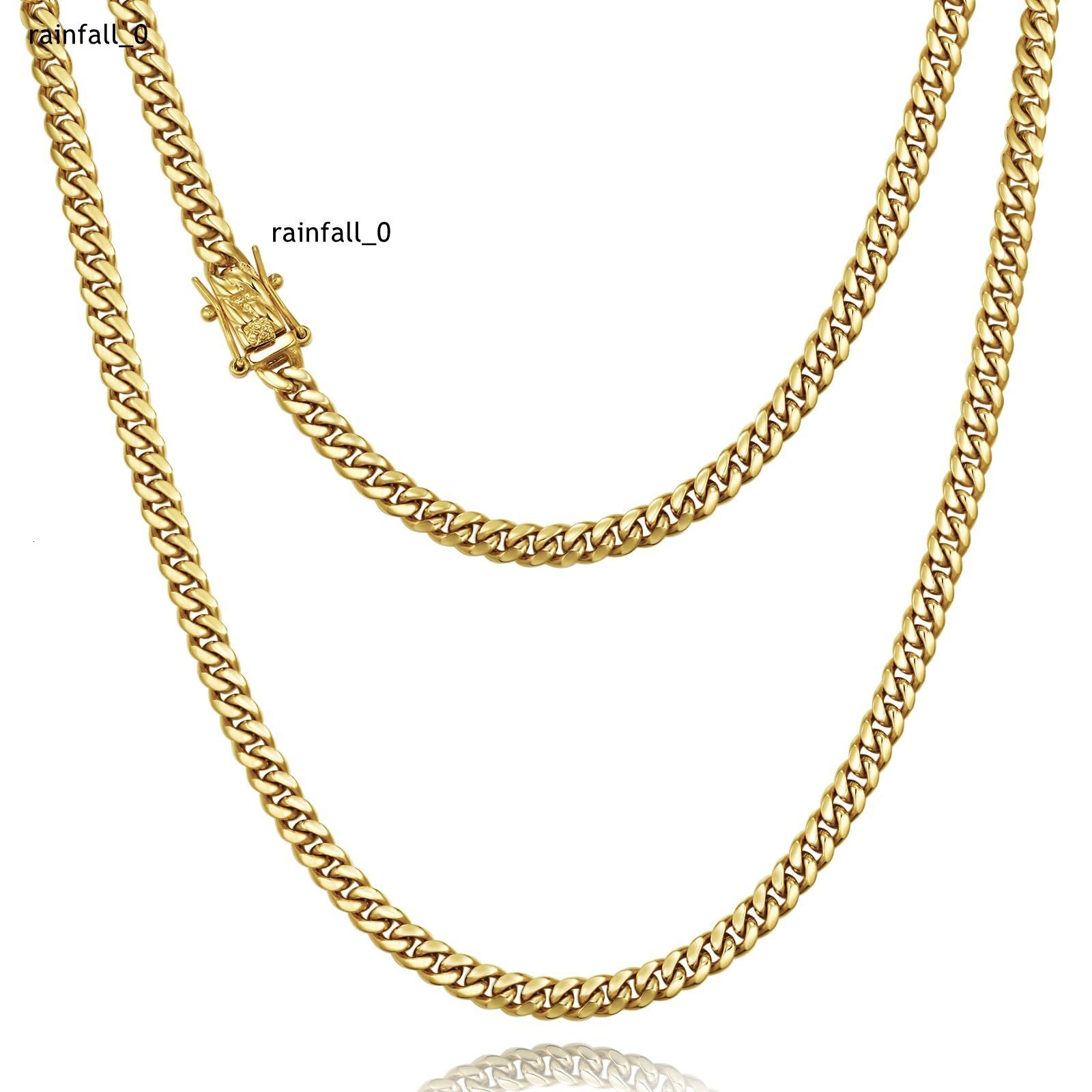 6mm Miami Cuban Link Chain 14K Real Gold Plated 316L Stainless Steel Solid Necklace for Mens WomensChristmas or Birthday Gift
