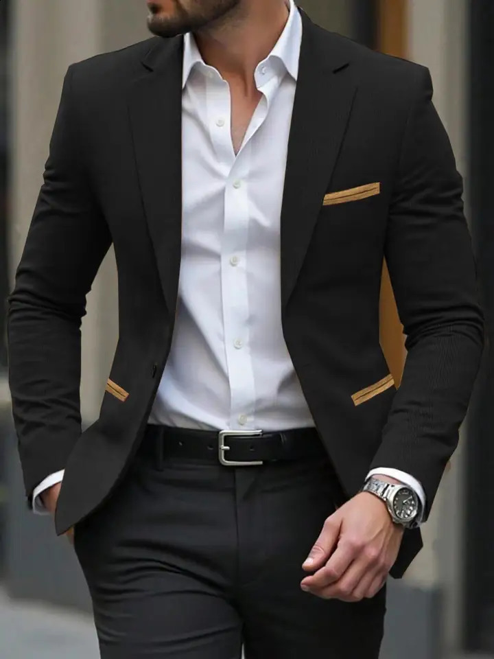 Mens Corduroy Blazer Jacket Medium Thick Business Suit Spring Fall Season Fitted n Woven Fabric Style 260515BANJIA