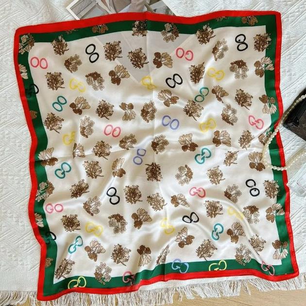 Letters Print Designer Silk Scarf Square Satin Head Wrap Headband Shawl Classic neckerchiefs High quality fashion Accessories 70x70cm