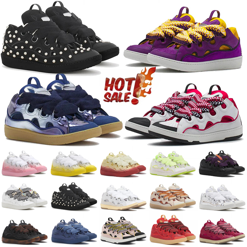 With Box designer curb casual shoes chaussure luxury mens sneakers trainers womens Black White platform rubber sports 36-46