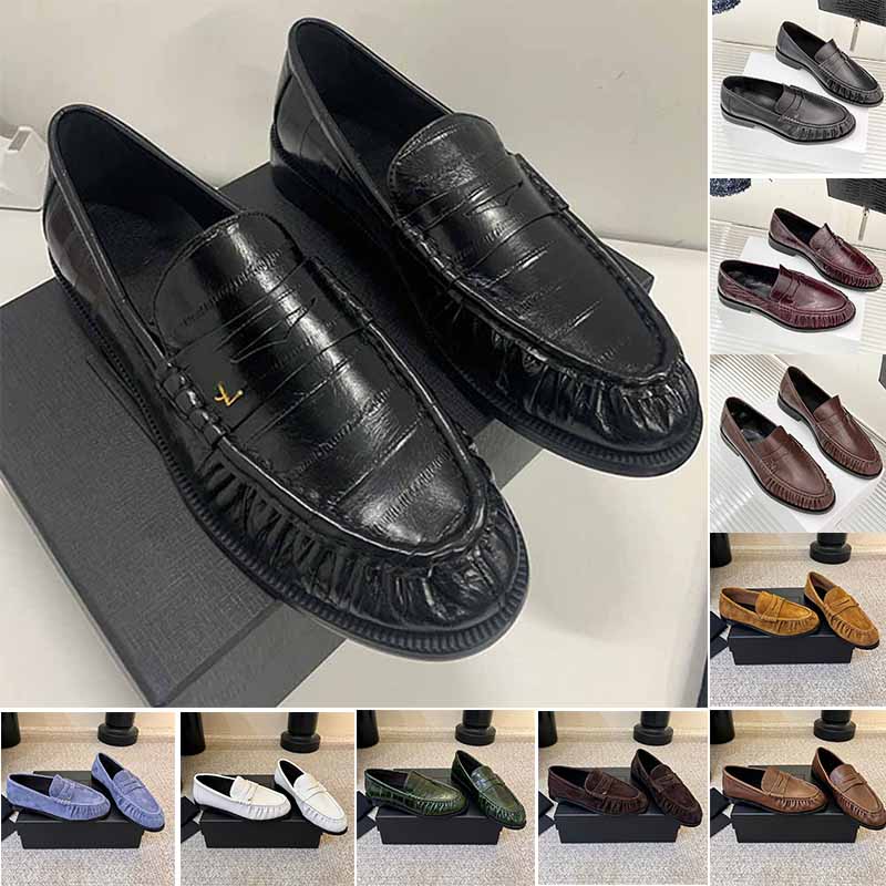 LE MOCASSINS PLIABLES EN ANGUILLE BREVETÉE Femmes Hommes De Luxe En Cuir Plissé Design Style D'affaires Exquis Mocassins Plats Élégants