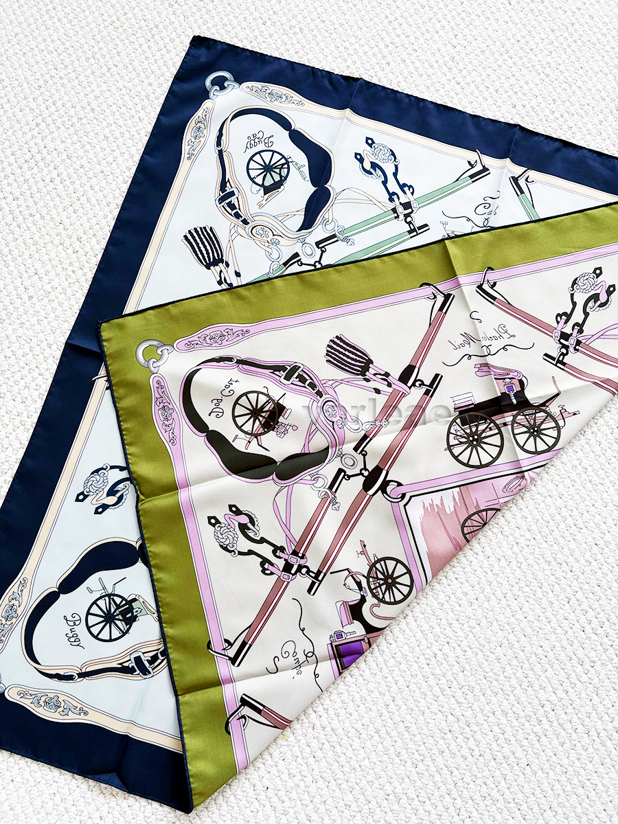 Double face 90CM foulard en soie châles de luxe concepteur grand carré roulé à la main Bandanas cou main accessoires sac Bandana amant cadeau