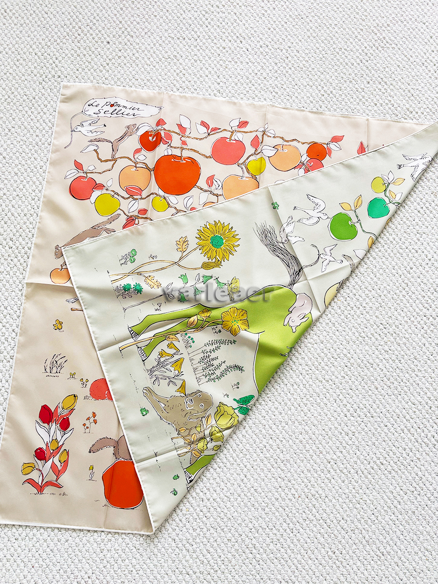 Pommier 90 CM Foulard En Soie Châles De Luxe Designer Grand Carré Roulé À La Main Bandanas Cou Accessoires À Main Sac Bandana Amant Mère Cadeaux