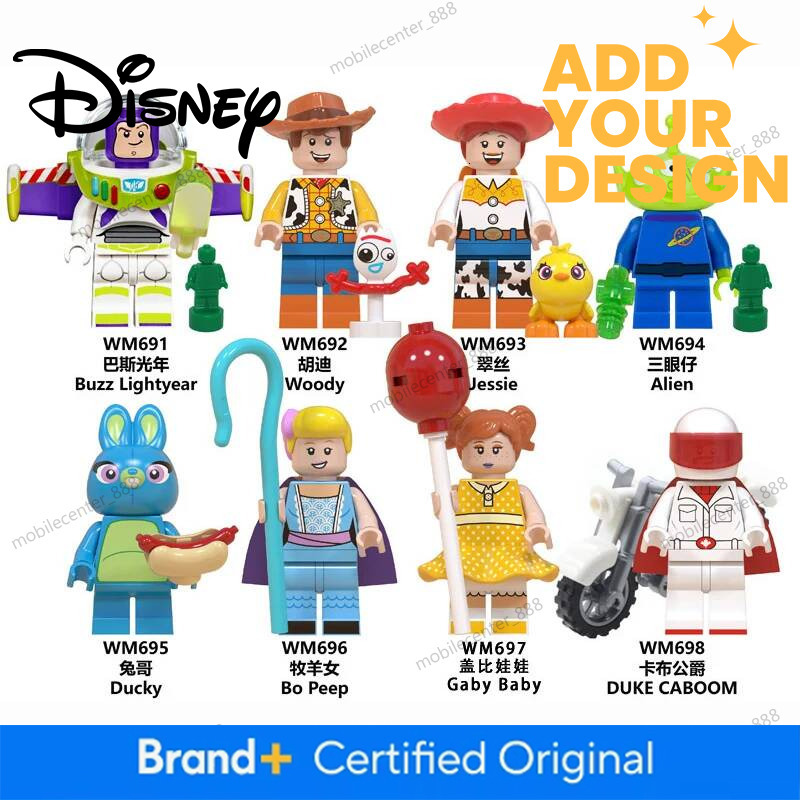 Designer Disney 8Pcs Disney Action Figure Toy Story Mini Building Block Toys For Kids Jessie Woody Anime Figure BUZZ Gifts For Boys And Girls Luxury