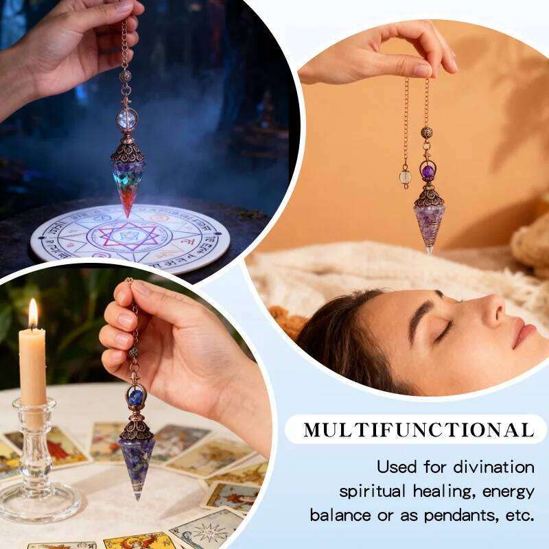 1pc Natural Pendulum Necklaces Hexagonal Cone Crushed Stone Amethysts Rose Quartz Pendant Jewelry Accessories 87ac3