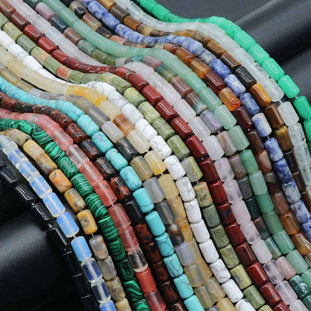 6x10mm Natural Stone Crystal Cylindrical Shape Rose Quartz Spacer Beads for Jewelry Making DIY Necklace Bracelet Accessory 11044