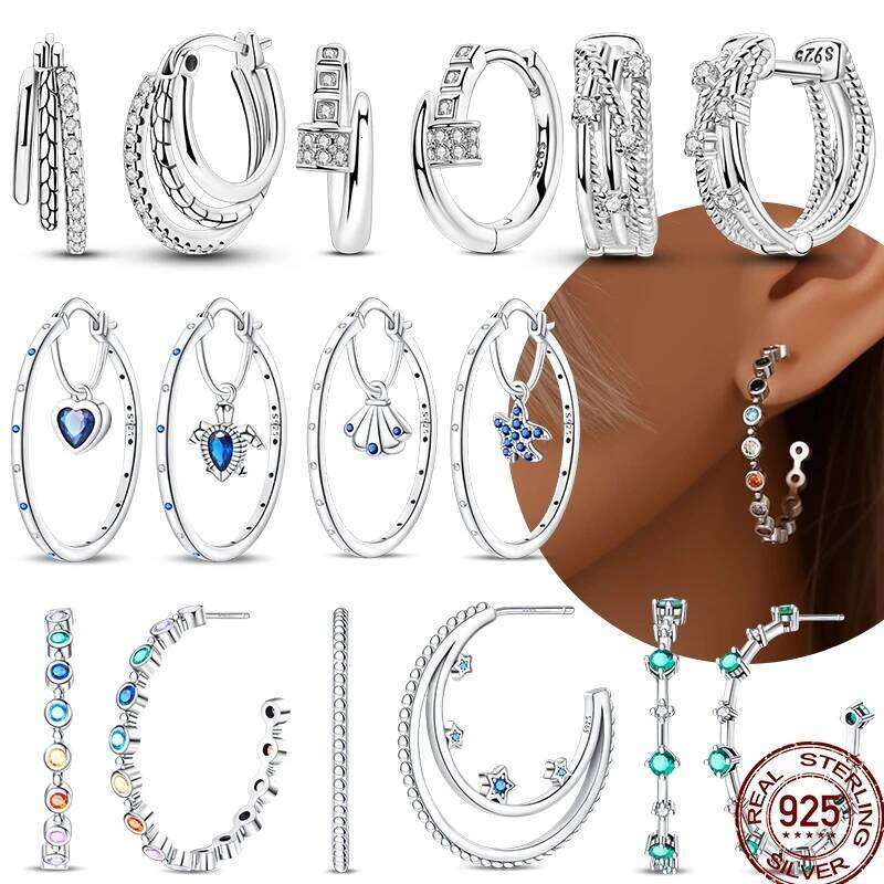 New Product S925 Sterling Silver Blue Zircon Series For Women's Simple Earring 2024 Trending Fashion Jewelry Birthday Gift d7413