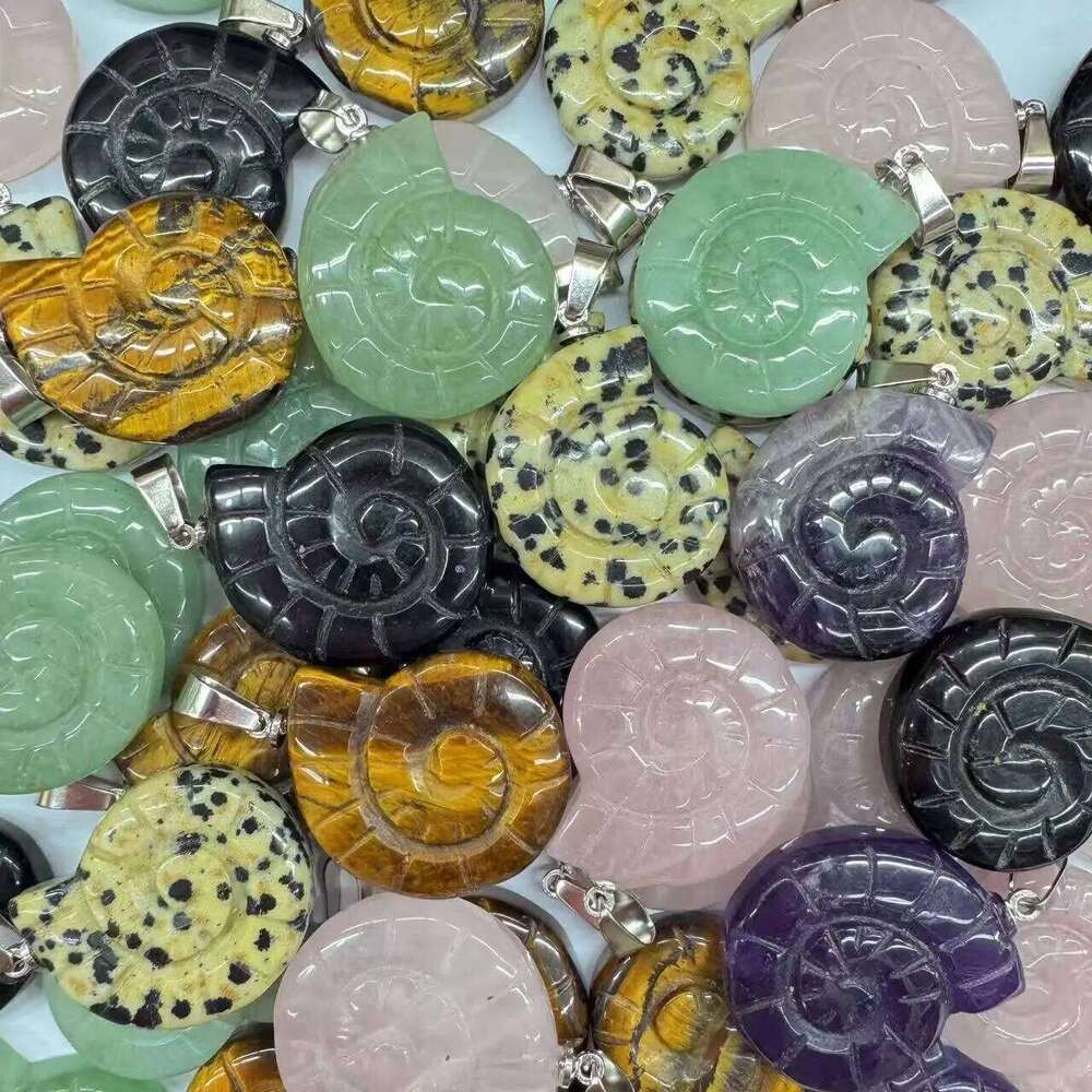 1pc Spiral Stone pendant Natural Amethyst Rose Quartz Tiger Eye Crystal DIY Accessories Gifts fa373