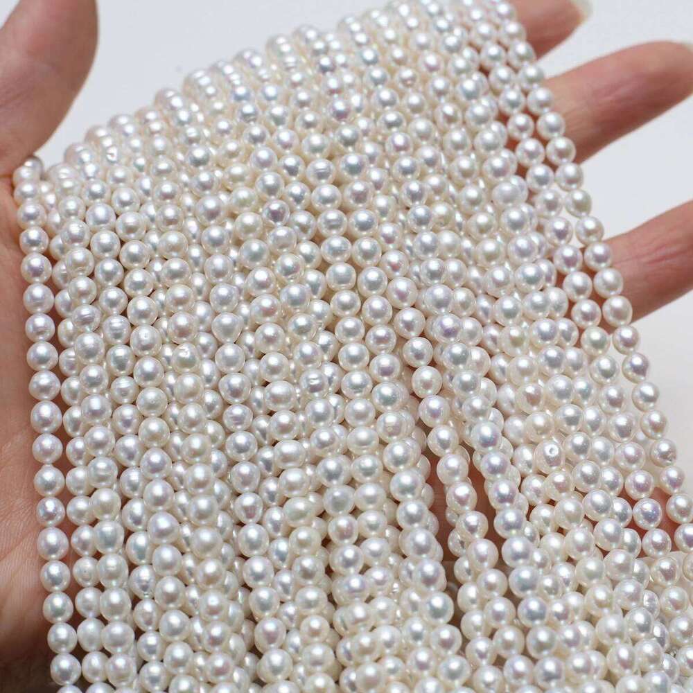 4-5mm High-Quality White Natural Freshwater Pearls Near-Round Beads for Jewelry Making DIY Necklace Bracelet Accessories 36cm bf266