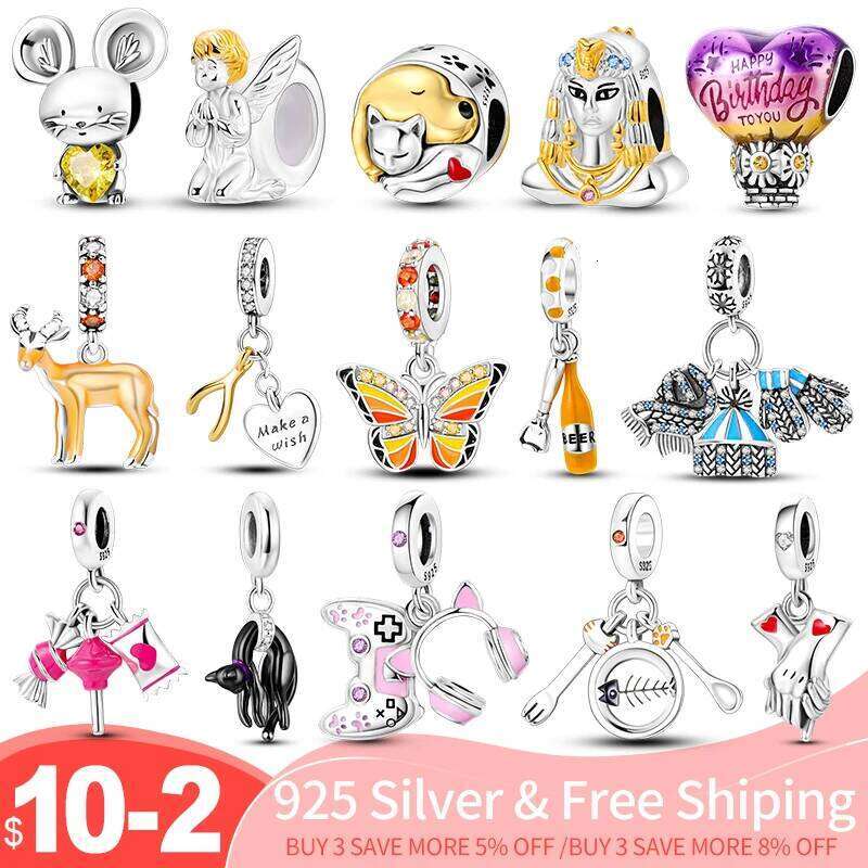 Sterling Various Shapes Charm Beads For Pan 925 Original Bracelet Women Silver Pendant Bead Jewelry 2022 New Gift f5bc8