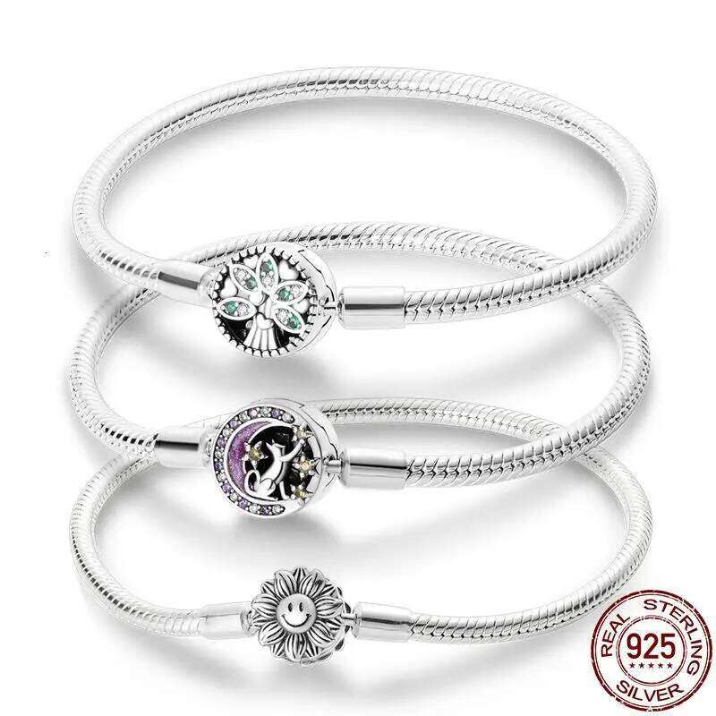 925 Sterling Silver Tree Of Life Snake Bone Base Chain Fit Original Design Beads Charms DIY Jewelry Bracelet For Women e4ec1