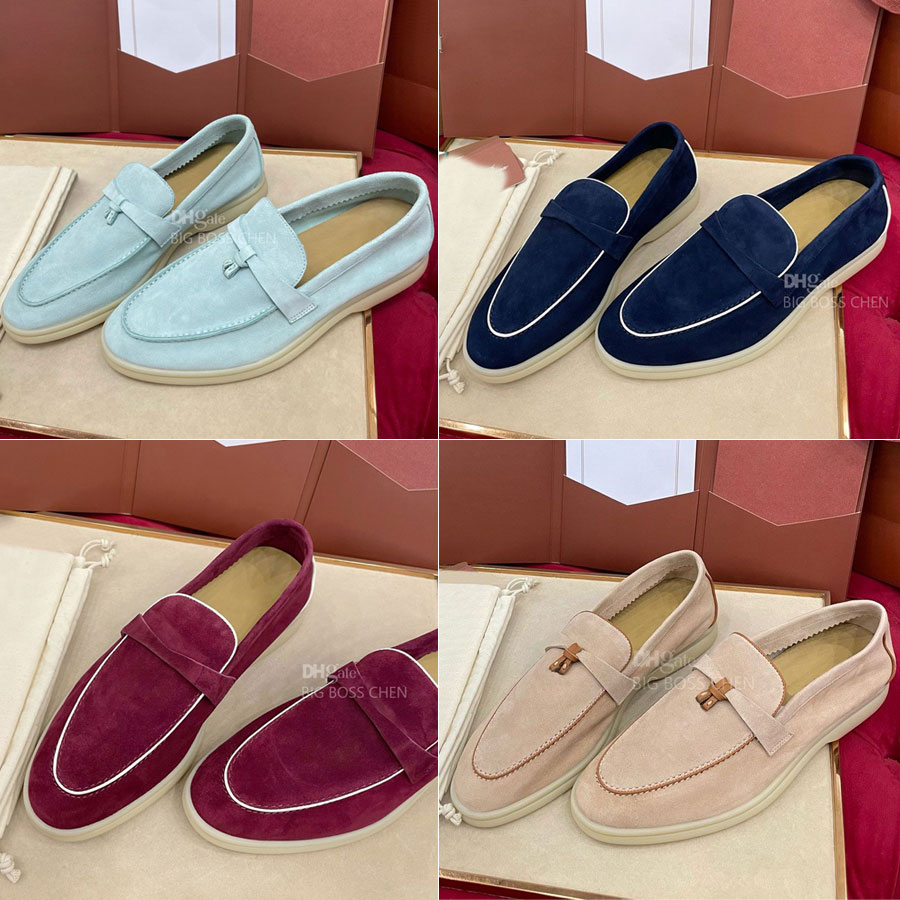Unisex Classic Summer metal Button Casual Suede loafers slip on shoes Flat dress shoes for womens mens Luxury designer shoes Vacation Driving Walkin