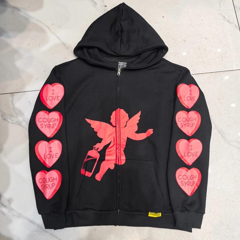Men's Hoodies Real Pos Sweatshirt Men Women Casual Loose Jacket Angel Printed Fleece Hoodie