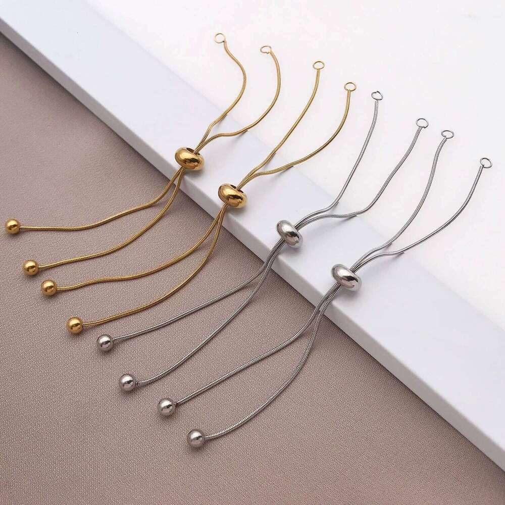 2pcs Adjustabl Stainless Steel Bracelet Makings Slider Extender Box Chains with Ball Ends for DIY Bracelets Necklace Jewelry a47d5