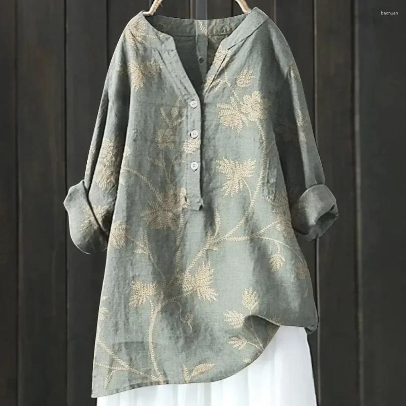 Women's Blouses Women Long Sleeve Printing Blouse 2026 Spring Autumn Plus Size Oversized Boho Vintage Shirts Top Lady V neck Casual Loose a5