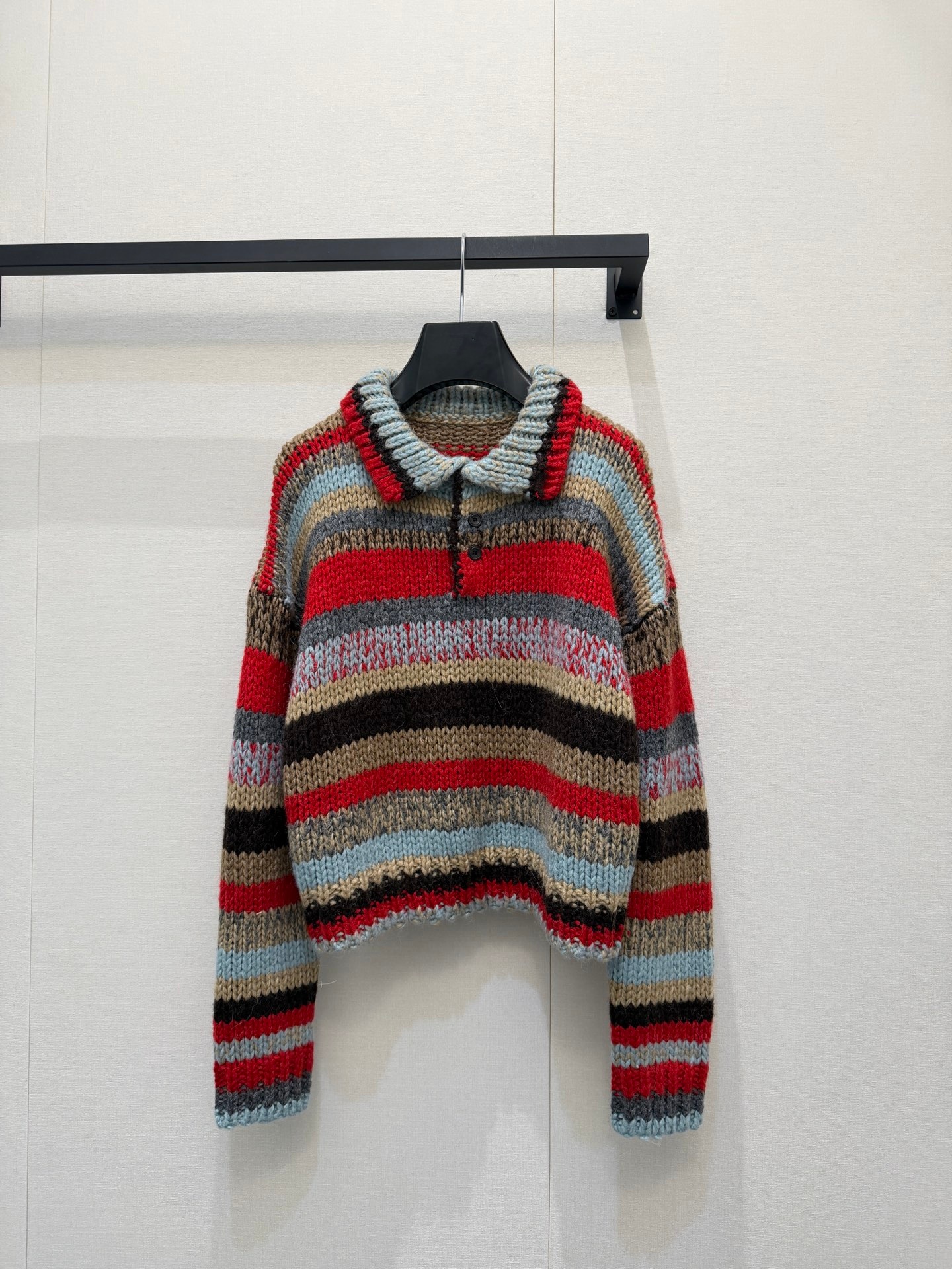 Milan Runway Sweaters 2026 New Summer Autumn Lapel Neck Long Sleeve Fashion Designer Sweaters Brand Same Style Tops 0518-2