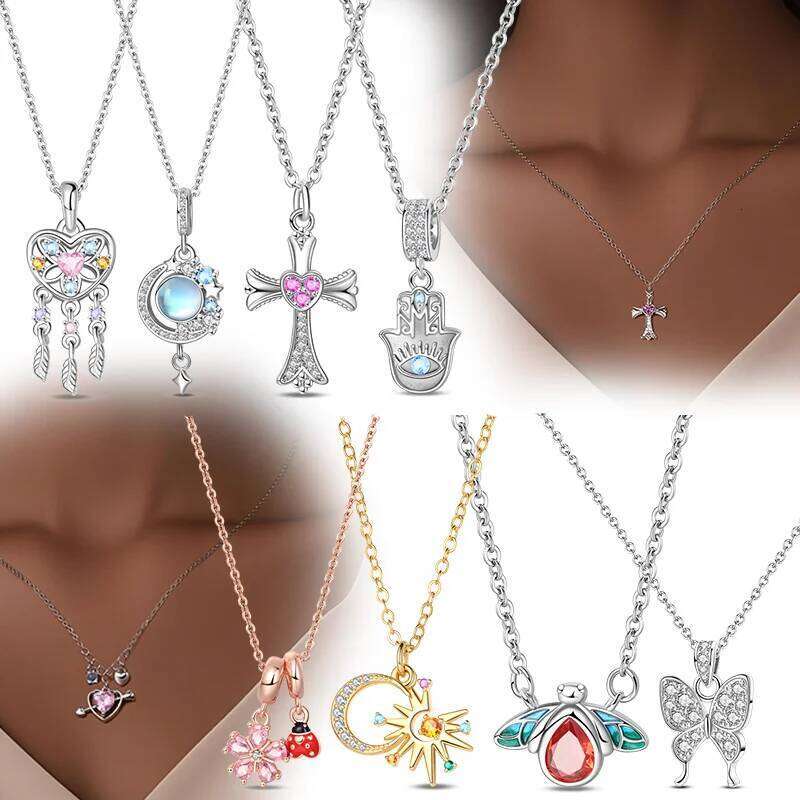 925 Sterling Silver Butterfly Love Heart Classic Simple Adjustable Necklace for Women Girls Fashion Jewelry Gift 6c09e