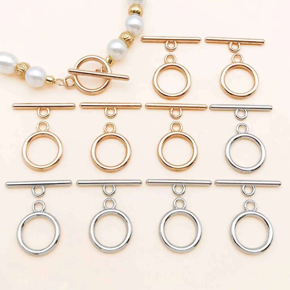 10 sets totaling 20pcs 18K Real Gold Plated Geometry OT For Bracelet Necklace Components,Dainty Toggle Clasp DIY Accessory fb10a
