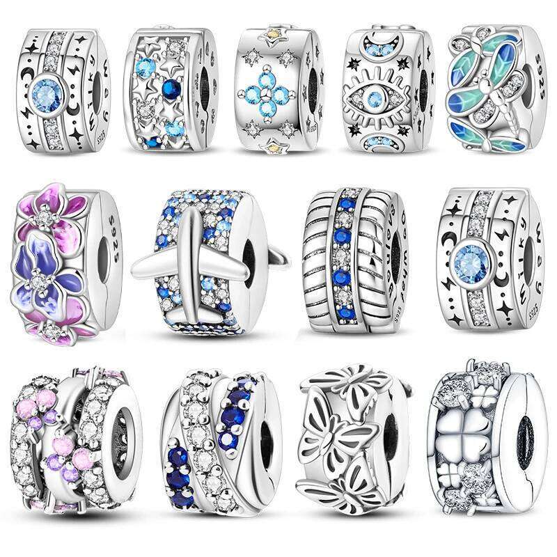 925 Sterling Silver Fit Pan 100% Ocean Clover Star Paw Pad Shiny Spacer Flower Various Styles Original Bracelet Diy Jewelry Gift b07bf