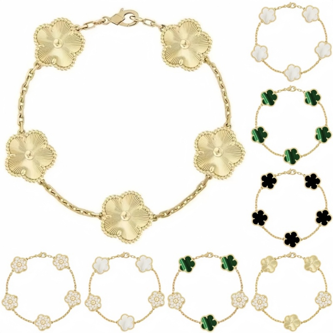 5 flower clover bracelet designer jewelry charm bracelet luxury jewelry for women mother of pearl stainless steel 18K gold pated lucky diamond br-image-1106615277