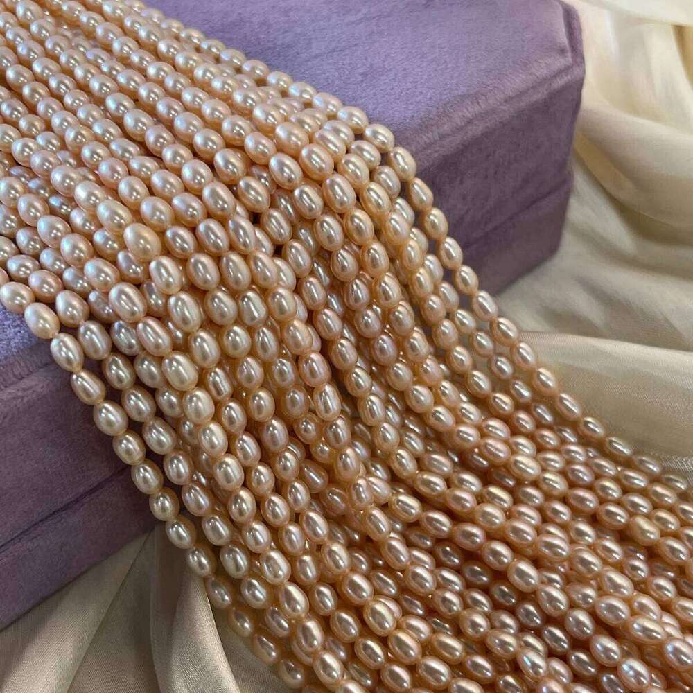 AAA 4-5mm High-Quality Pink Rice-Shaped Natural Freshwater Pearl Semi-Finished Beads for Jewelry Making DIY Necklace Bracelet 6f81b