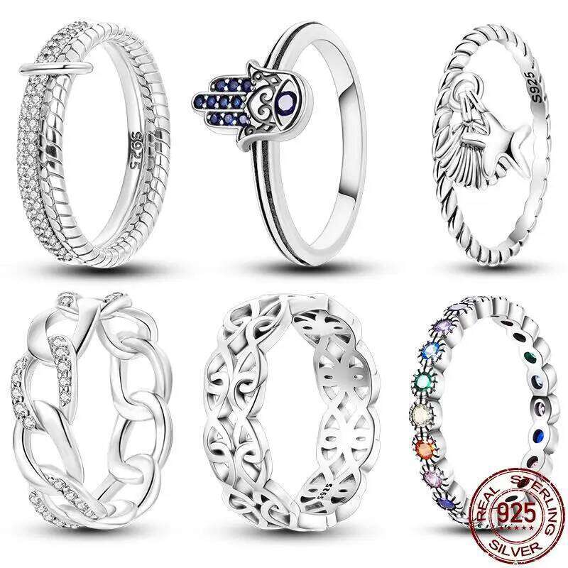 New in Hot Sale 925 Sterling Silver Rings For Women Hand of Fatima Ring Making Jewelry Gift Party Engagement ca06b
