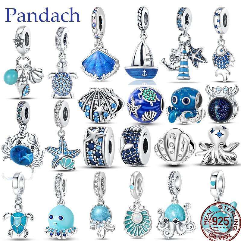 925 Sterling Silver Dolphin Crab Beach Ocean Vacation Charms Beads Fit Pan Original Bracelets DIY Holiday Jewelry Gift f779d