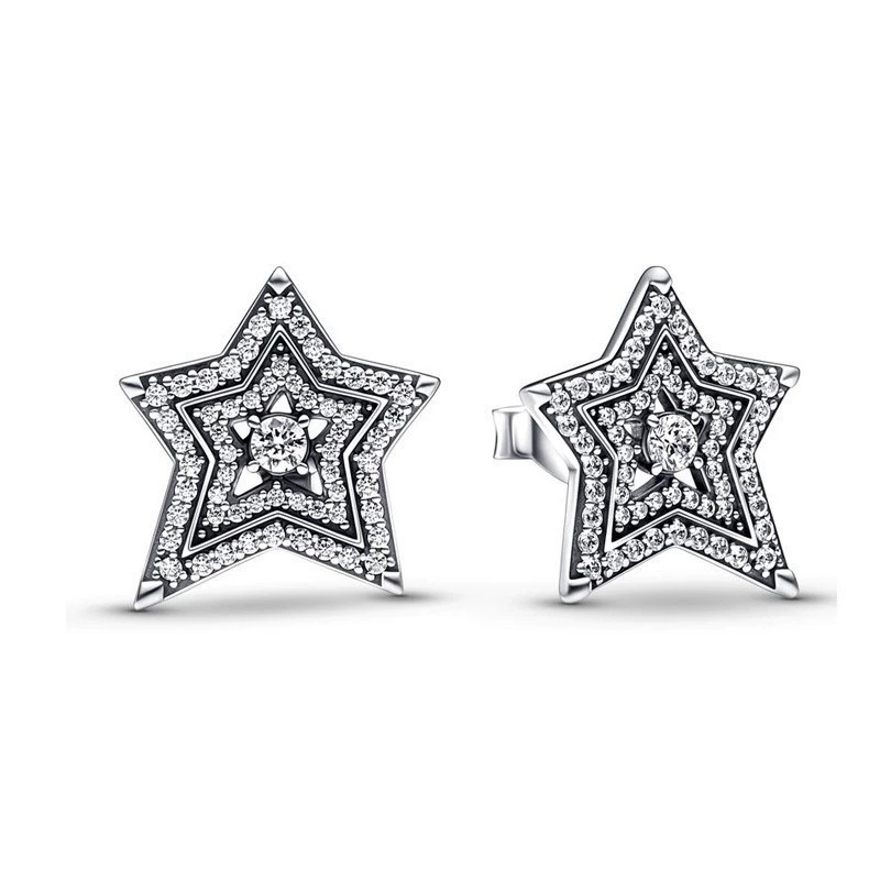 Hot Fashion Women Girls Silver Gold Stainless Steel Round Circle Flower Star Zircon Heart Circle Letter Stud Hoop Earrings Jewelry A Gift-image-1106582558