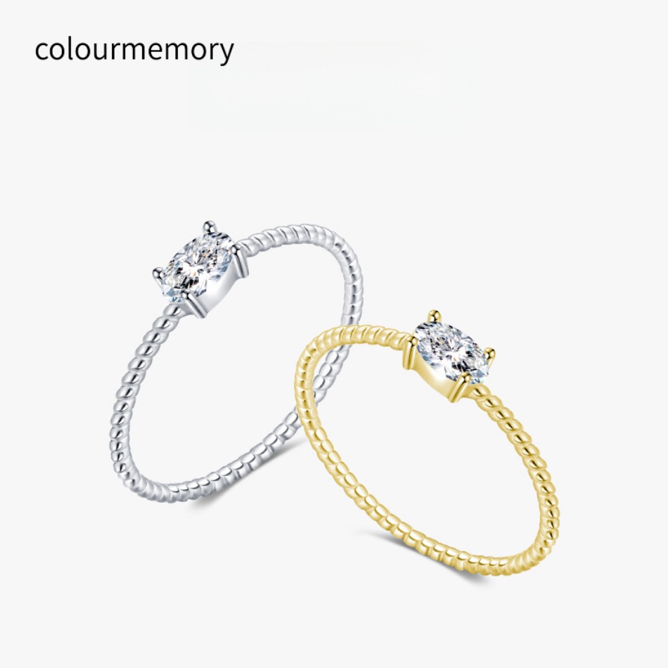 S925 Sterling Silver Twisted Wave Open Ring, Single CZ Stone, Minimalist Ins Style, Silver/Gold, For Women-image-1106630852